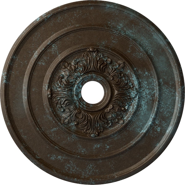 Ekena Millwork Traditional with Acanthus Leaves Ceiling Medallion, 26"OD x 3 1/8"ID x 1 1/2"P, Bronze Blue Patina CM26TABBS - main